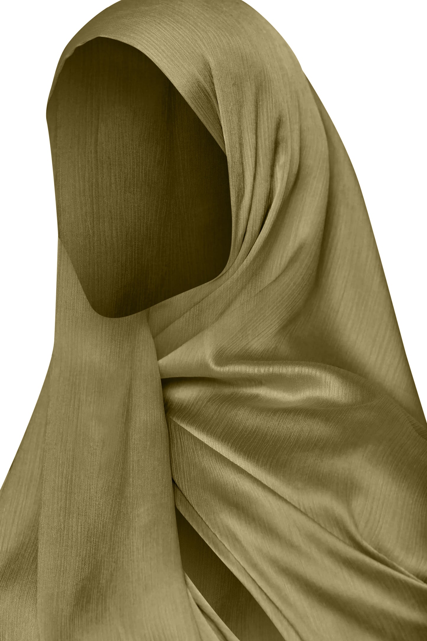 Olive CrinkleShine Satin Hijab