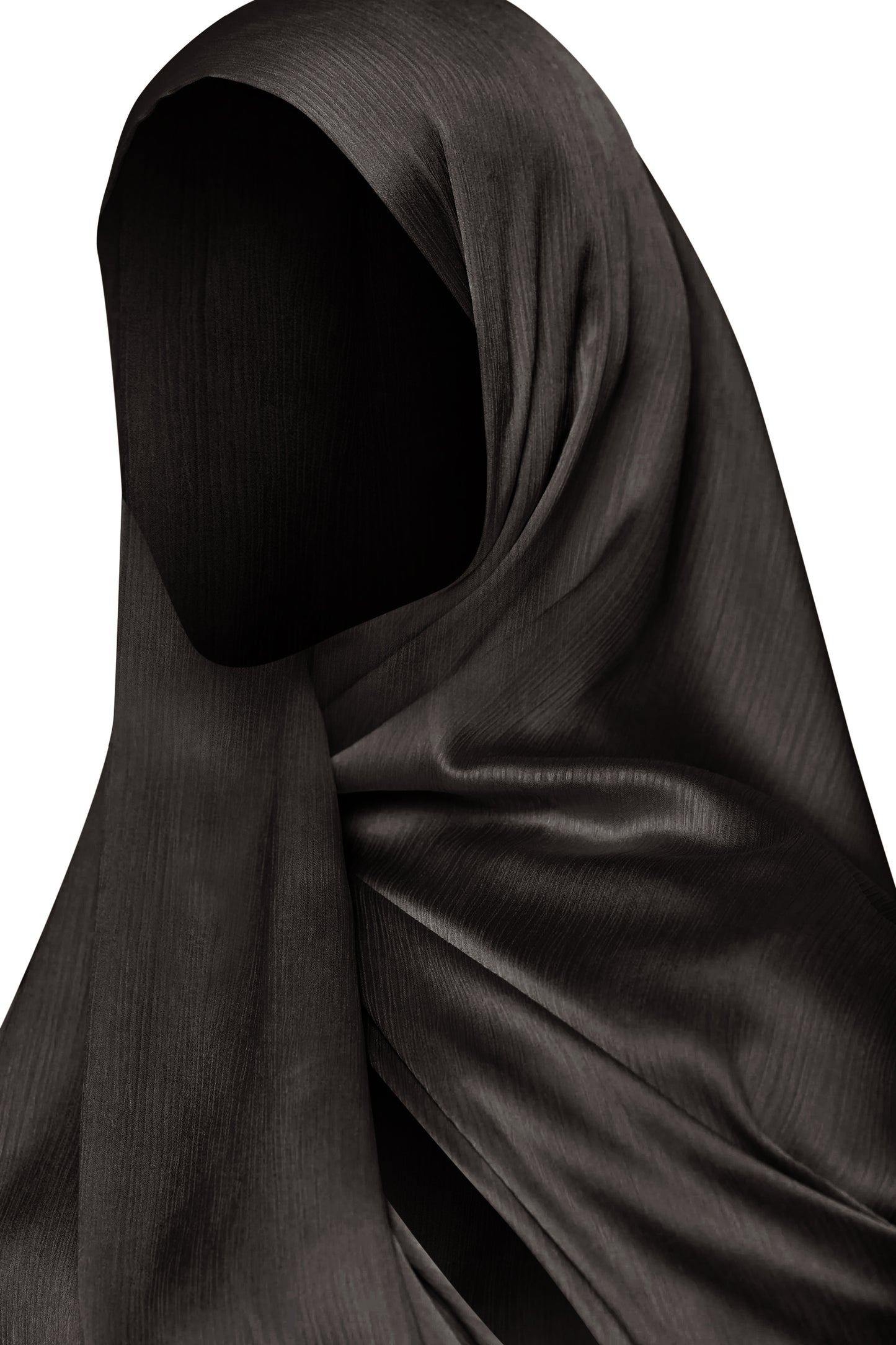 Black CrinkleShine Satin Hijab