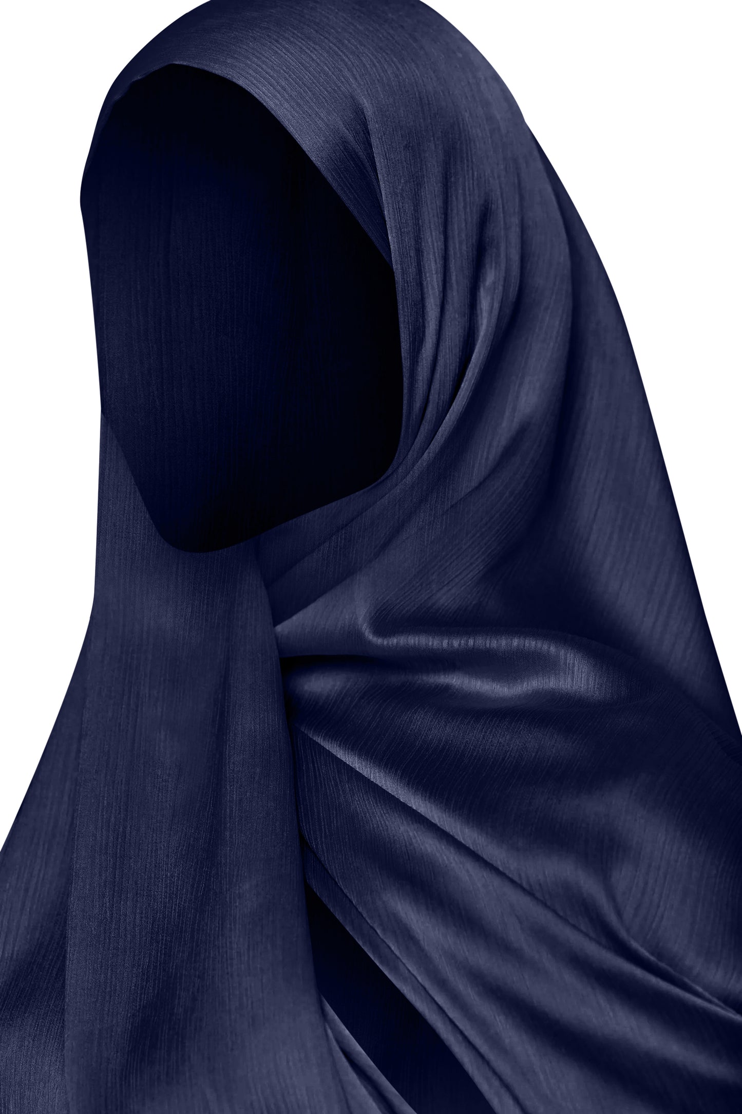Midnight Blue CrinkleShine Satin Hijab
