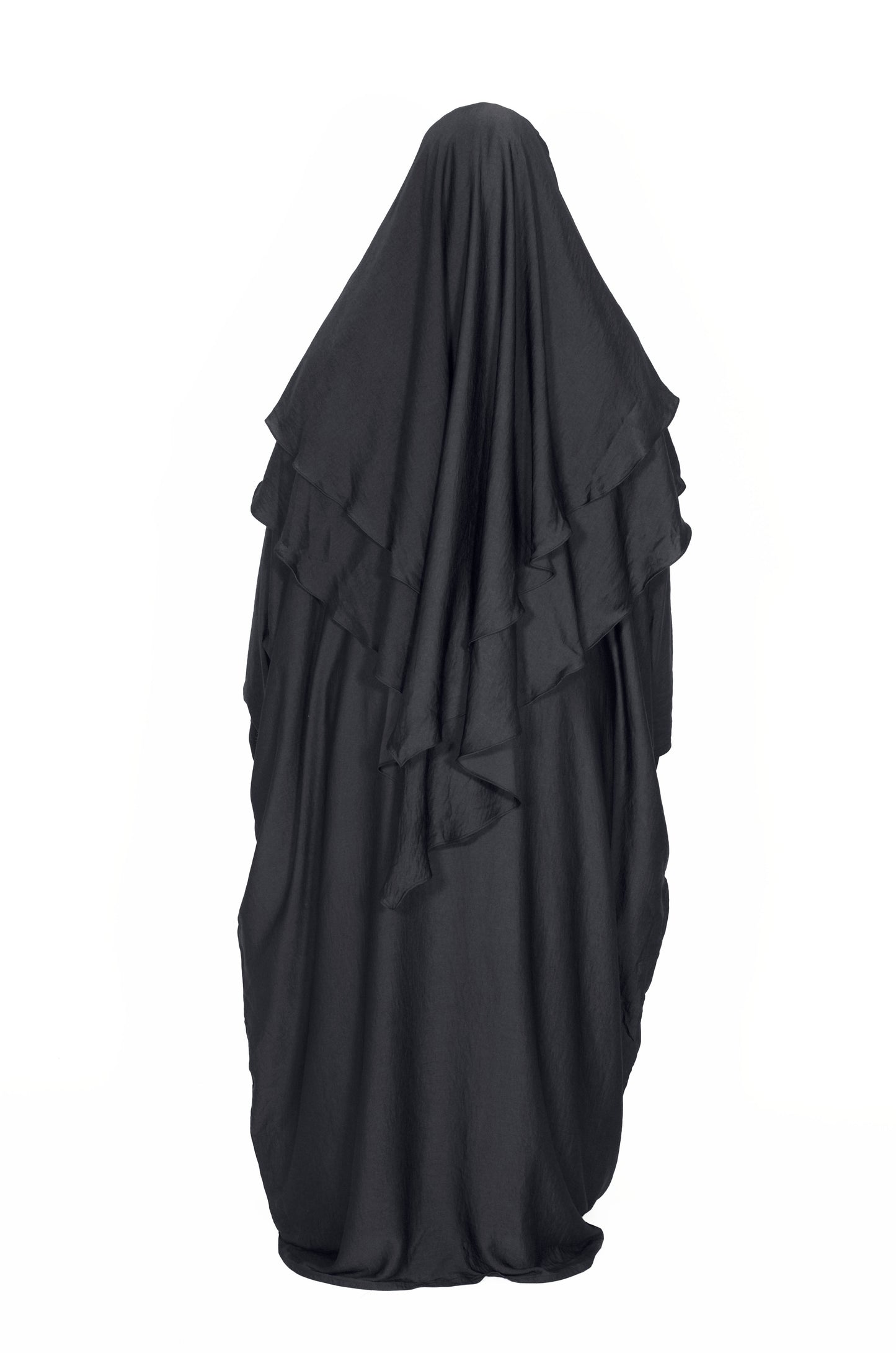 SilkCascade Butterfly Khimar Set - Black