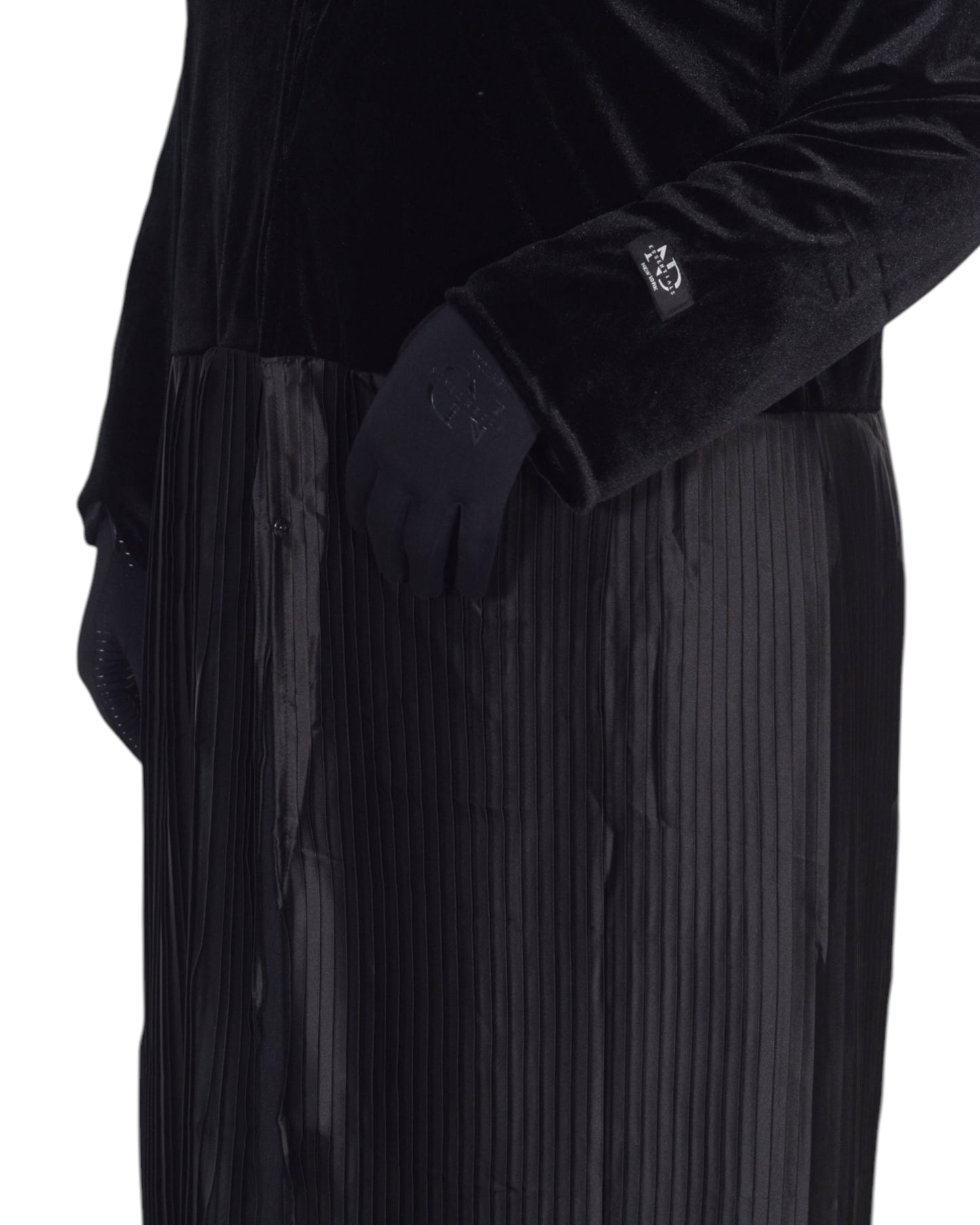 Velvet & Pleated Silk Abaya with Matching Sheila
