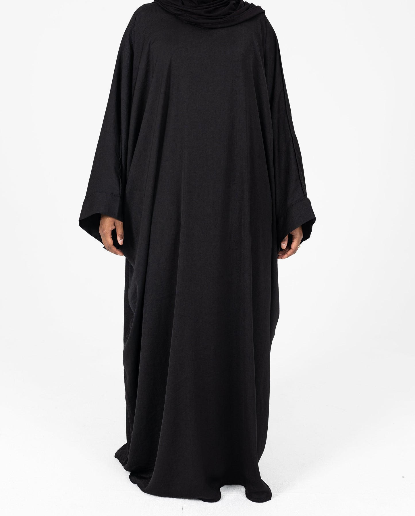 SilkCascade Butterfly Khimar Set - Black