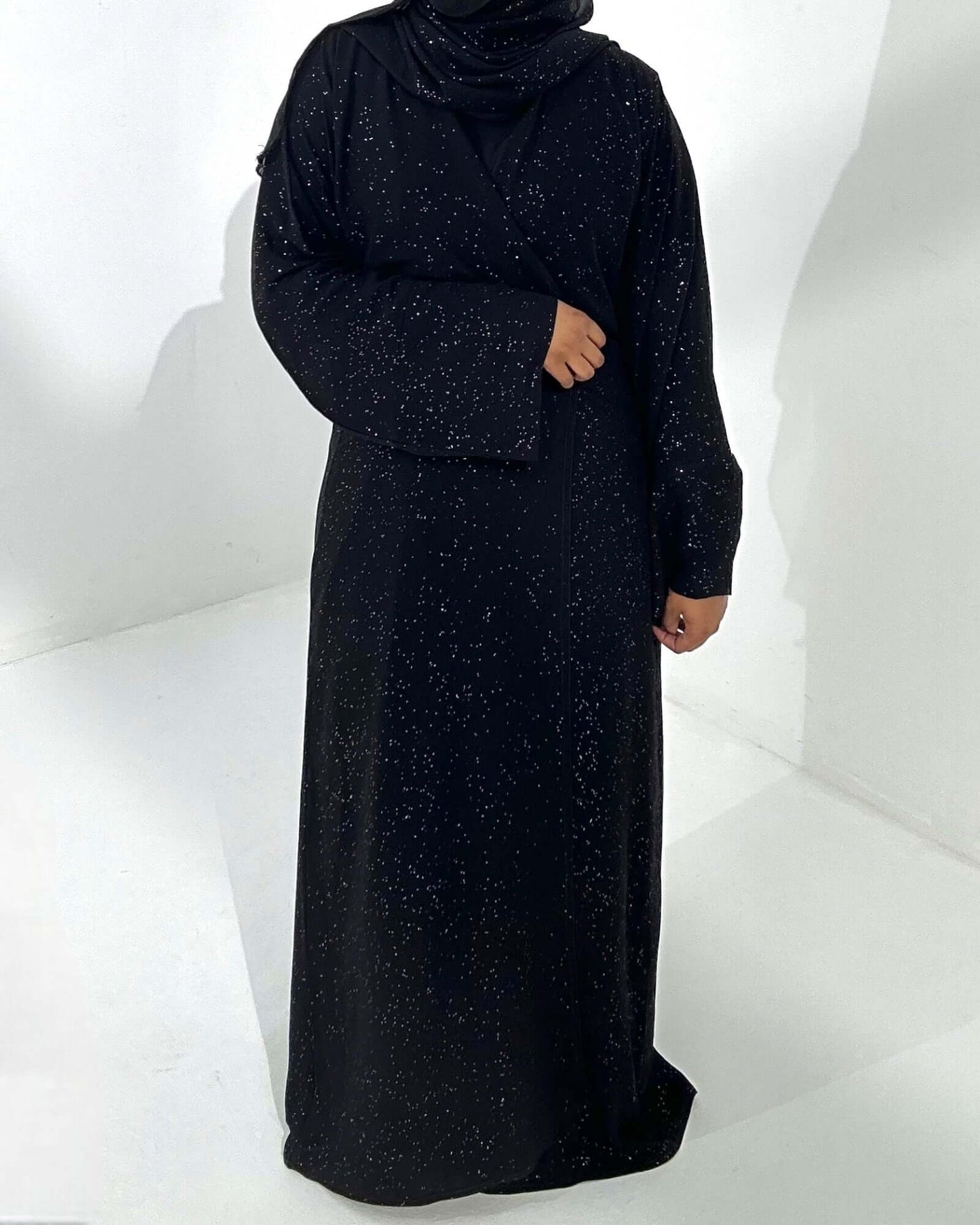 PRE-ORDER Black Shimmer Open Abaya Set
