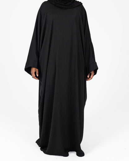 SilkCascade Butterfly Khimar Set - Black