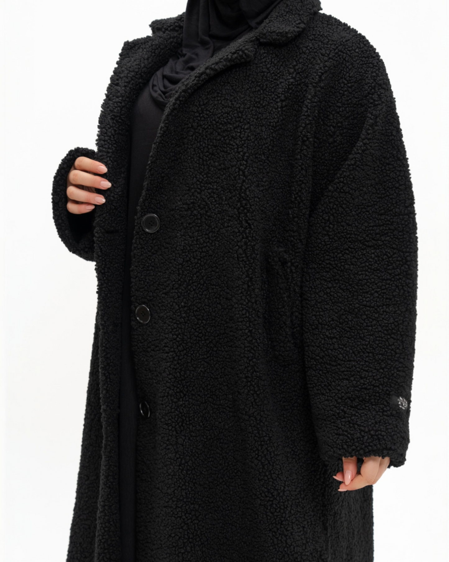 Black Oversized Teddy Coat Abaya – ND Essentials